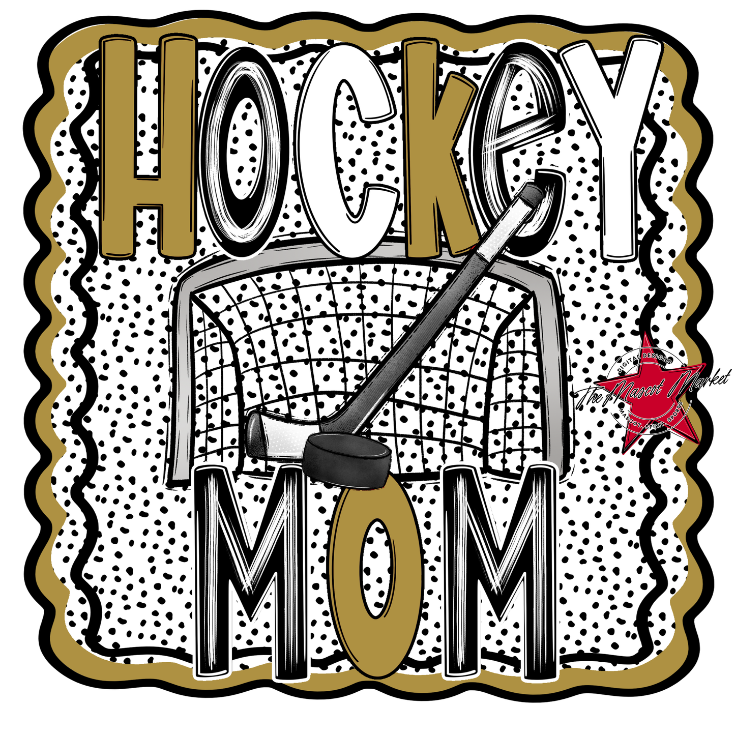 Hockey Mom Dot Design-Gold