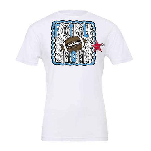 Football Mom Dot Design-Carolina Blue