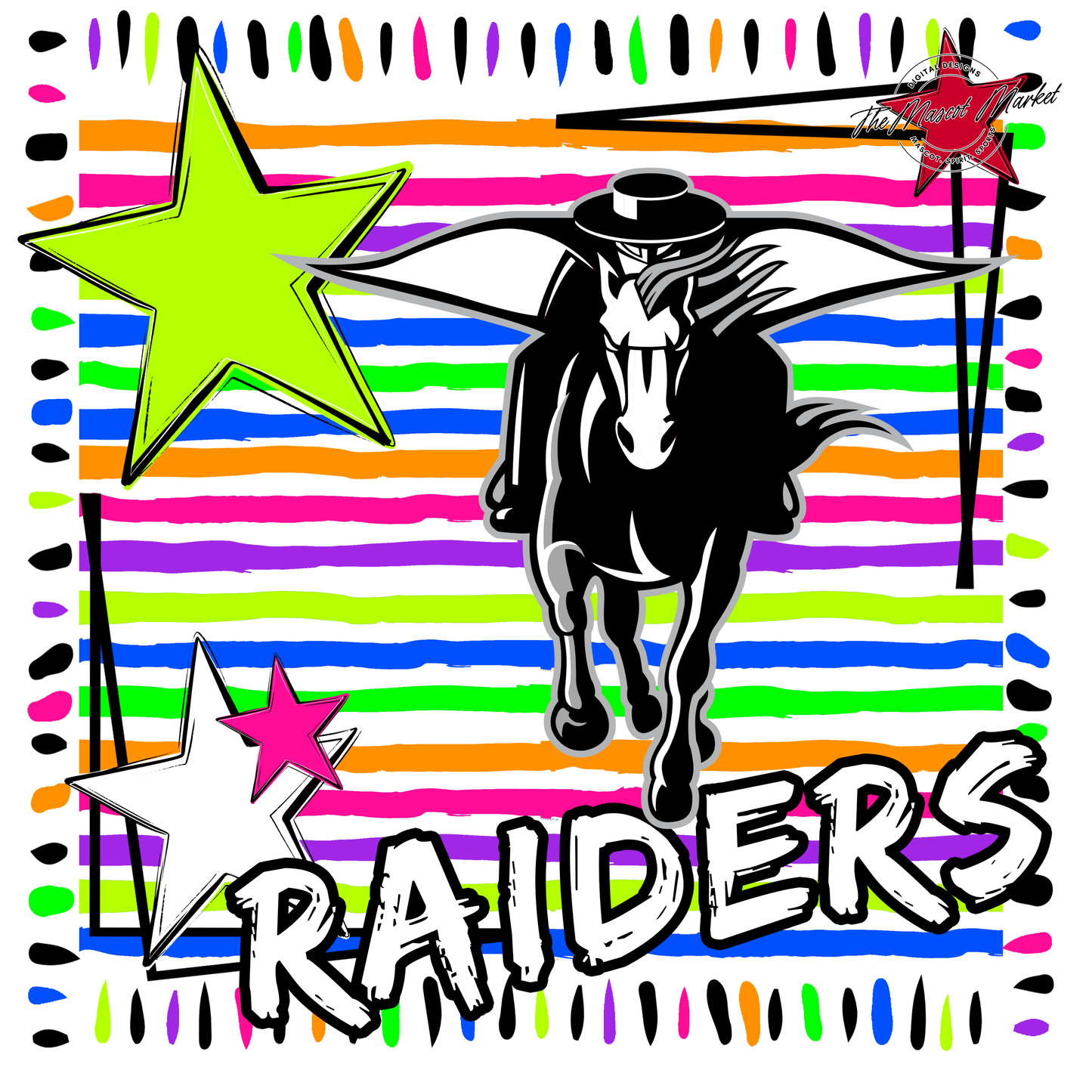 Raiders Mascot Frame-Neon White