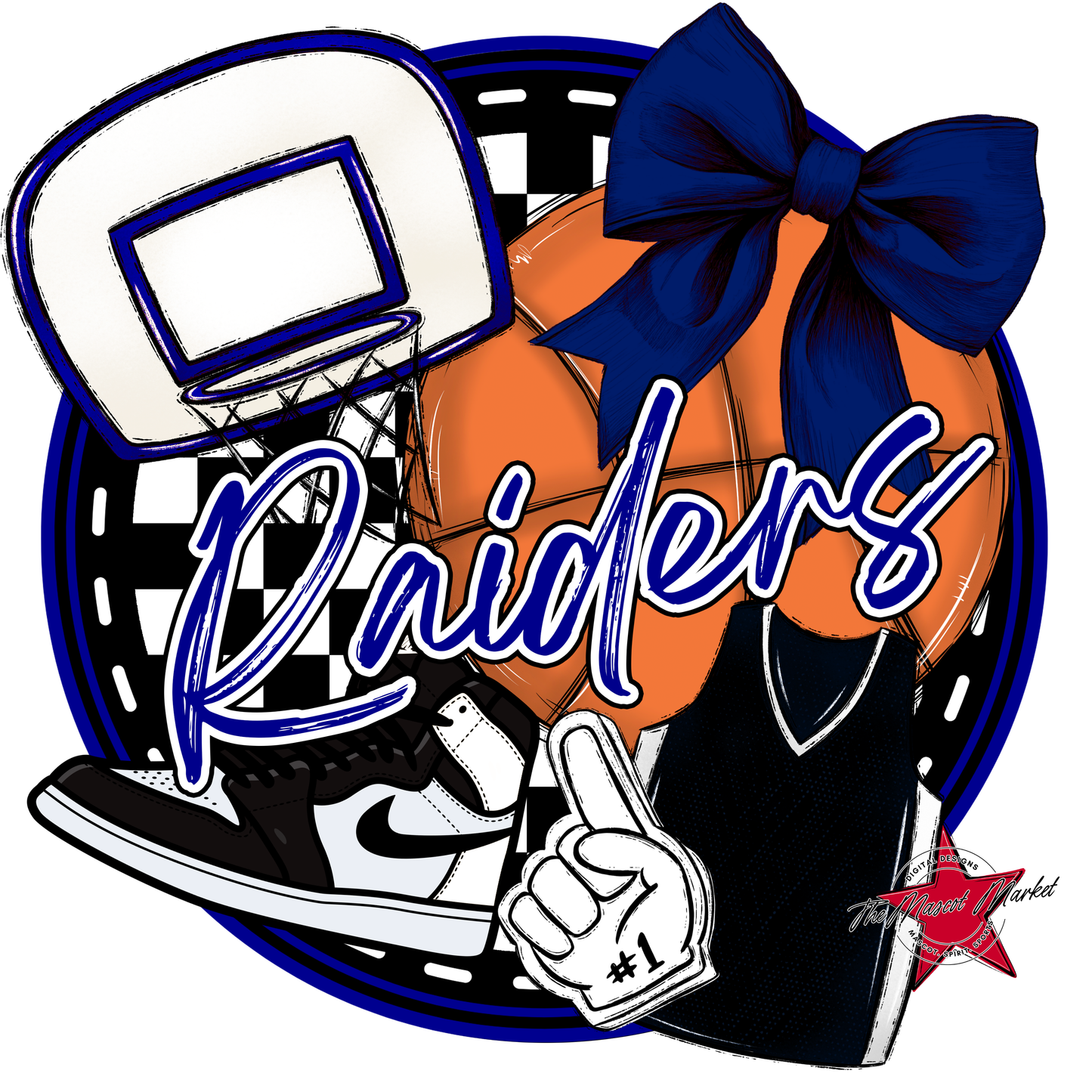 Raiders Circle Basketball Design-Blue