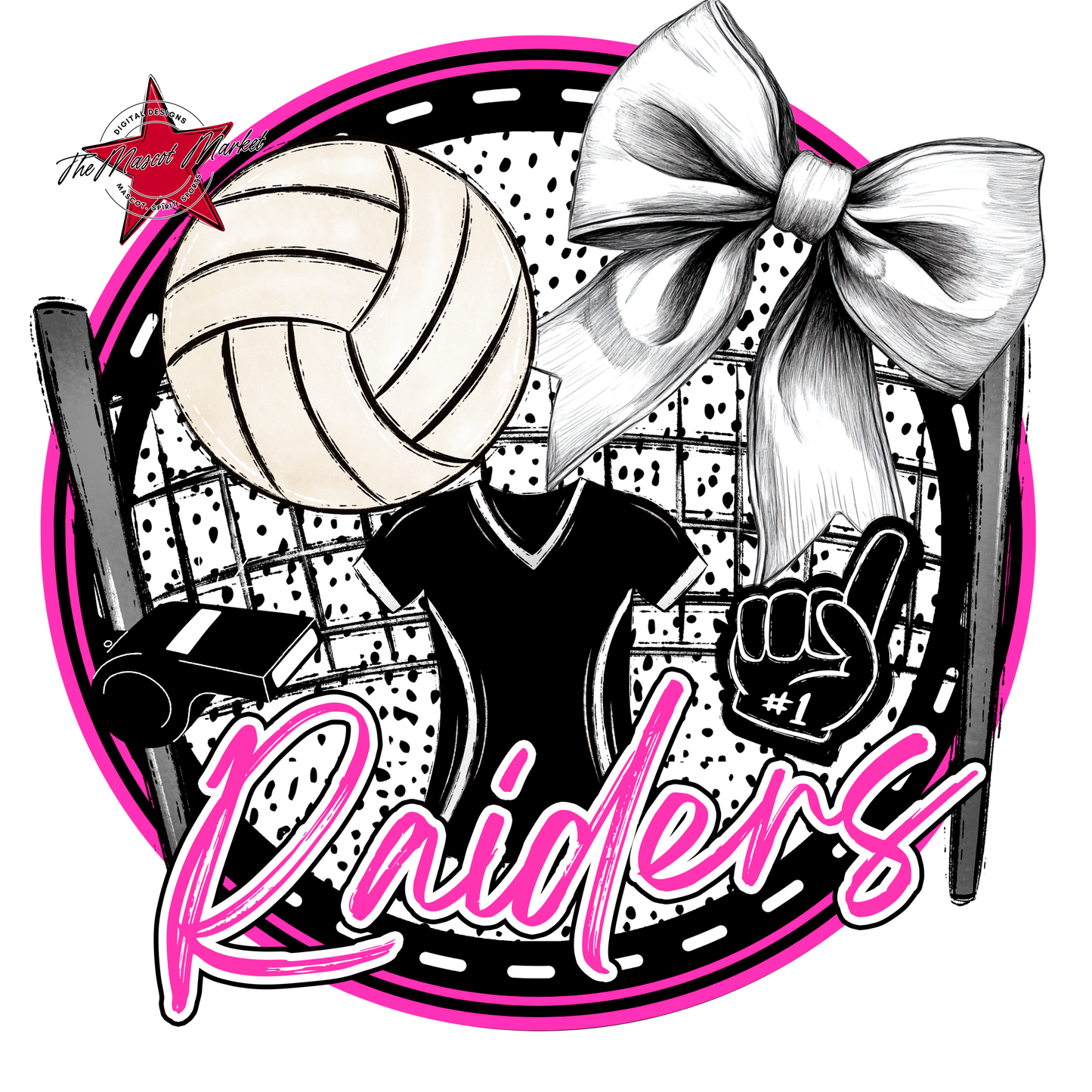 Raiders Circle Volleyball Design-Pink