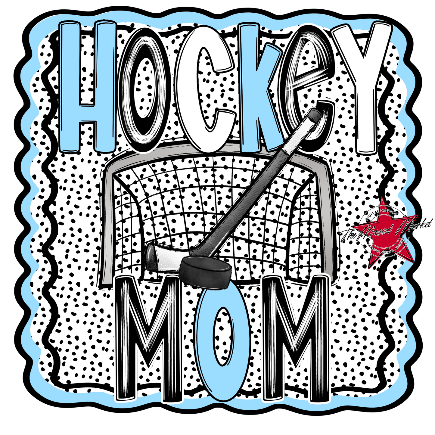 Hockey Mom Dot Design-Columbia Blue