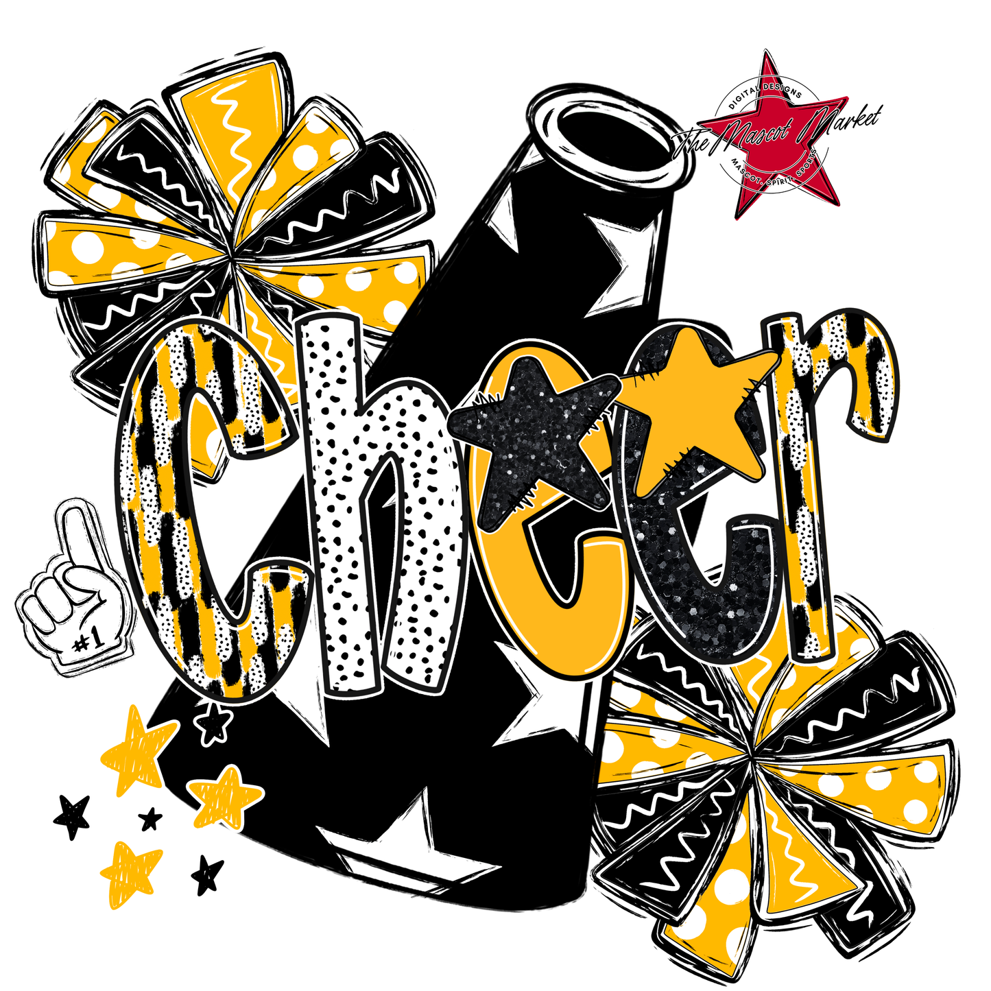 Cheer Megaphone Scrape Black-Yellow
