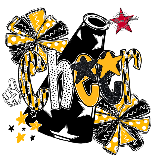 Cheer Megaphone Scrape Black-Yellow