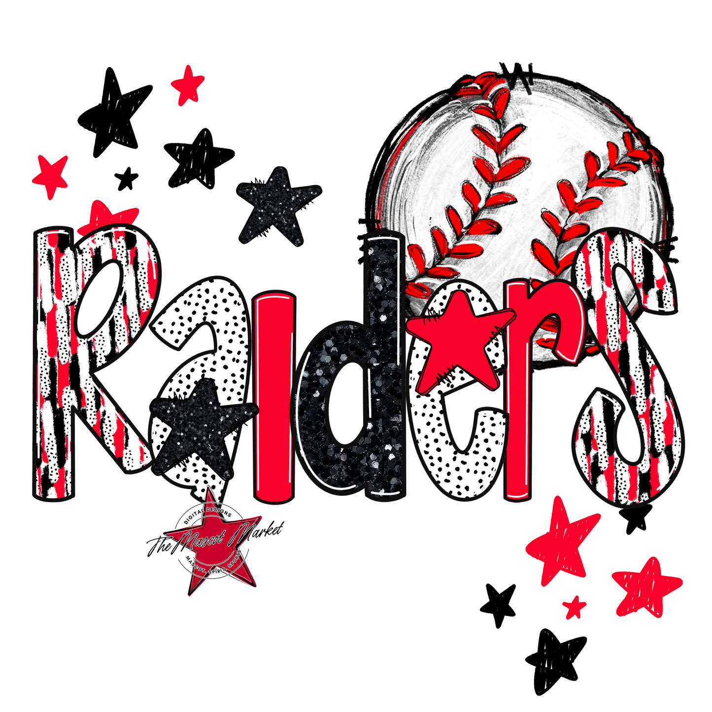 Raiders Baseball Scrape-Red