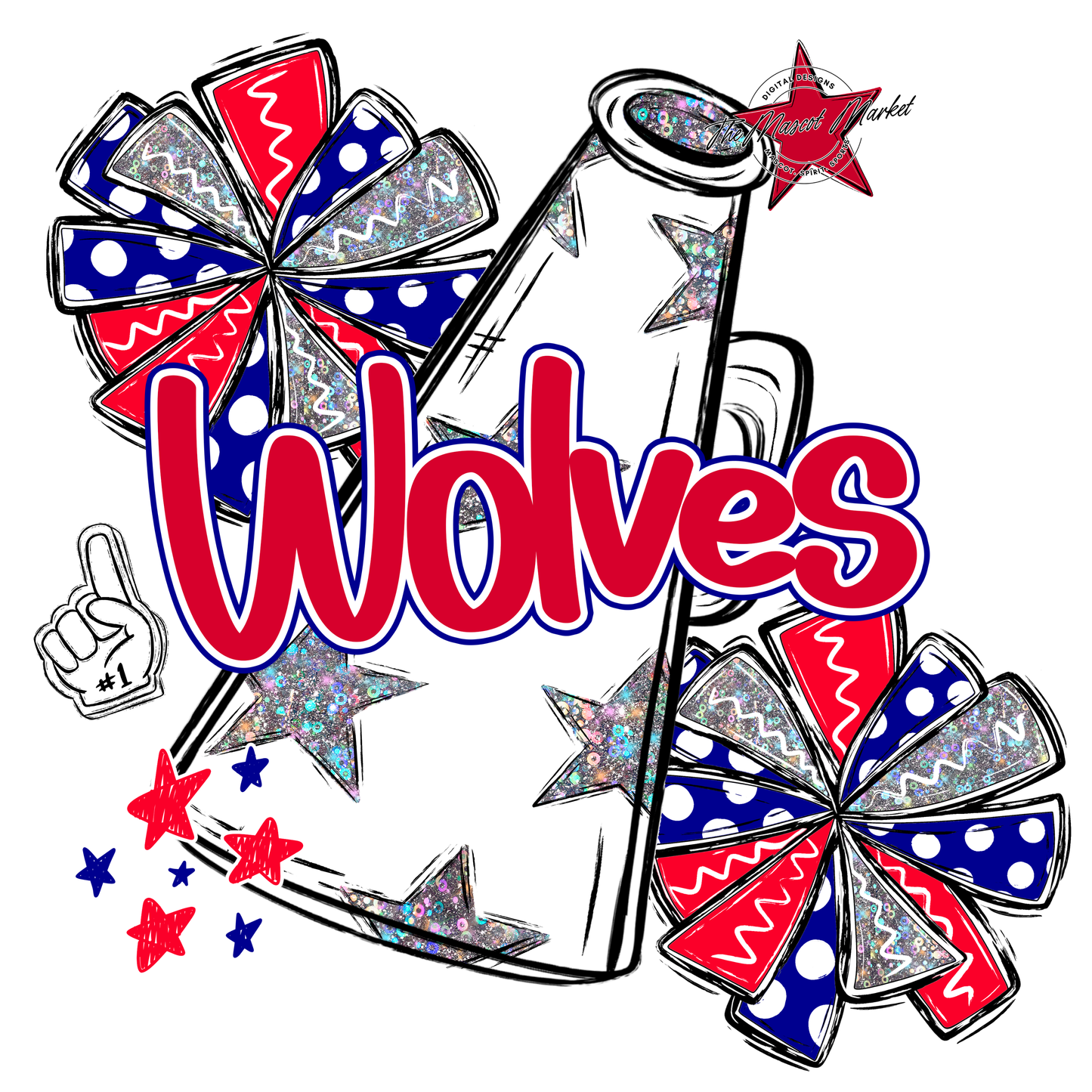 Wolves Alpha Megaphone Design-Blue-Red