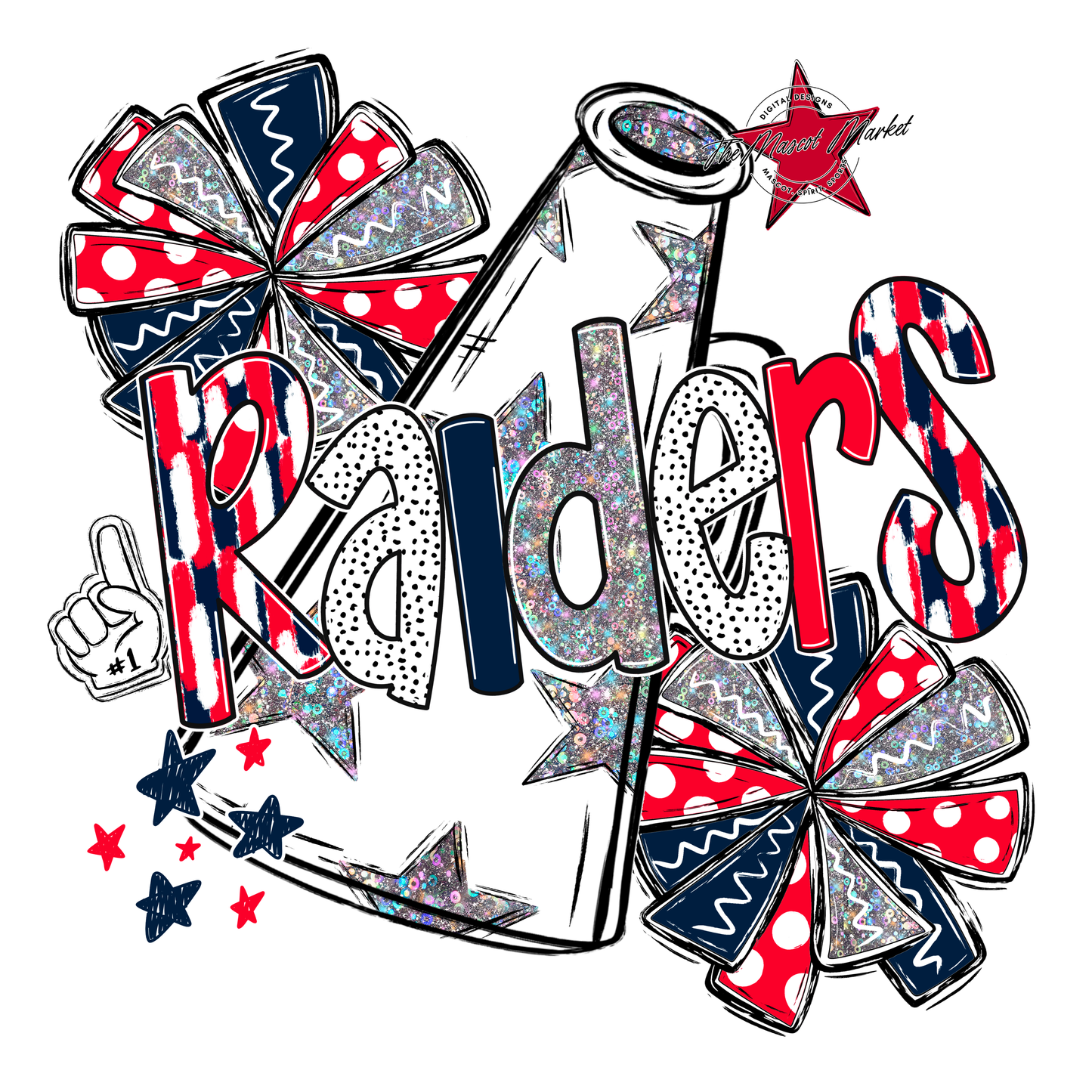 Raiders Cheer Megaphone Scrape-Navy-Red