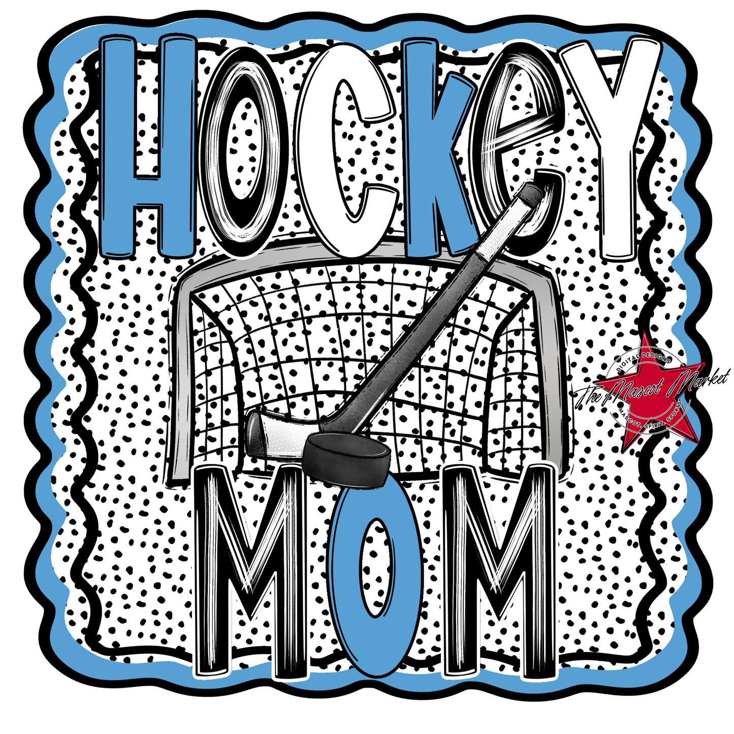 Hockey Mom Dot Design-Carolina Blue
