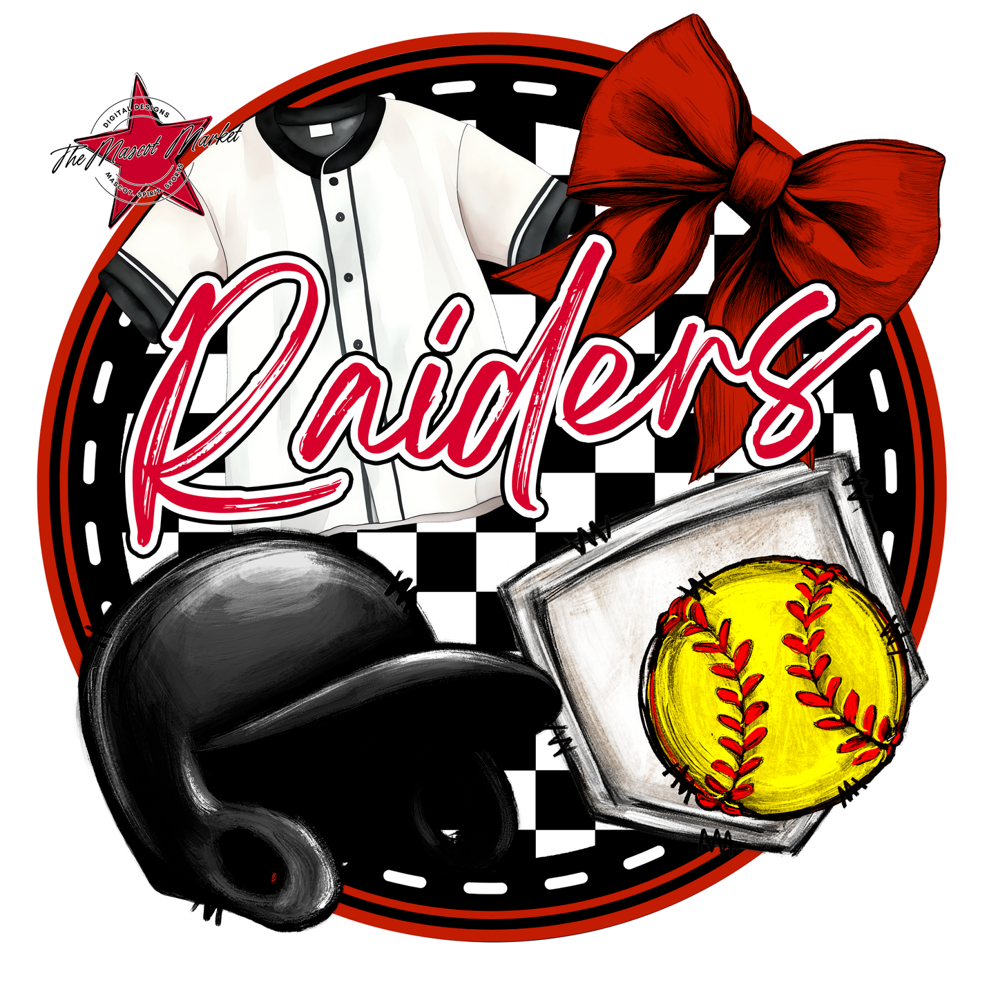 Raiders Circle Softball Design-Red