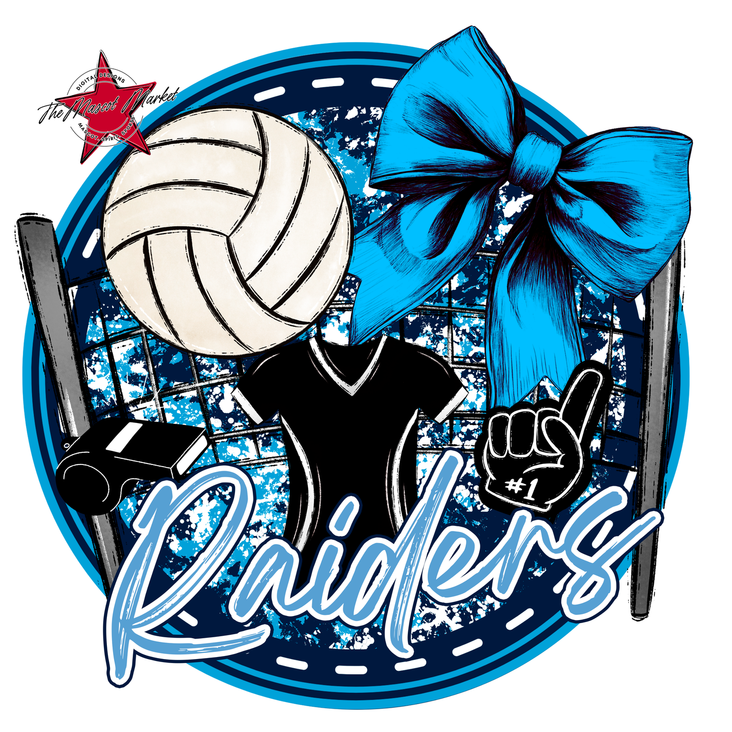 Raiders Circle Volleyball Design-Navy-Carolina Blue