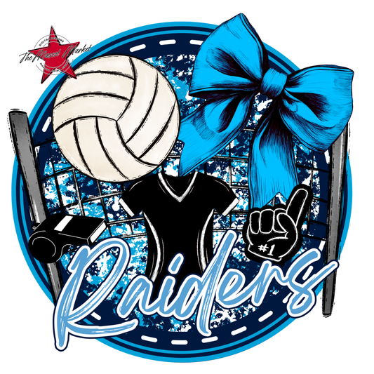 Raiders Circle Volleyball Design-Navy-Carolina Blue