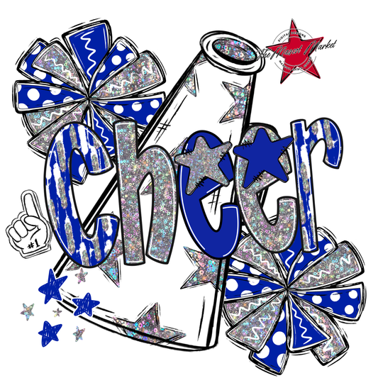 Cheer Megaphone Scrape Holigraphic-Blue