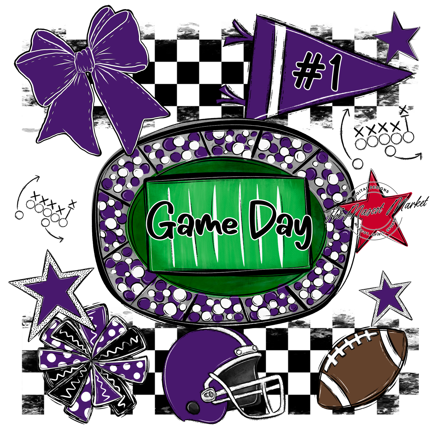 Game Day Checkers Spirit Design-Purple