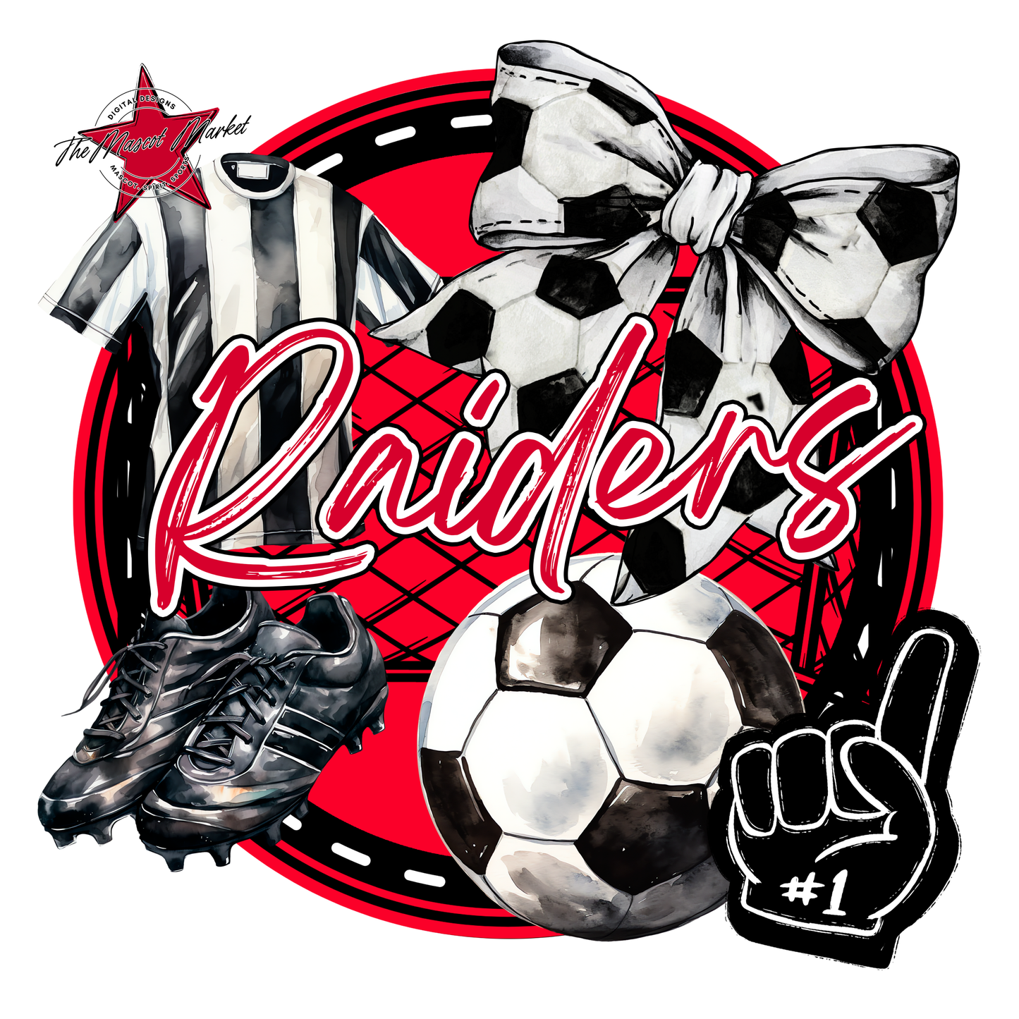 Raiders Circle Soccer Design-Red