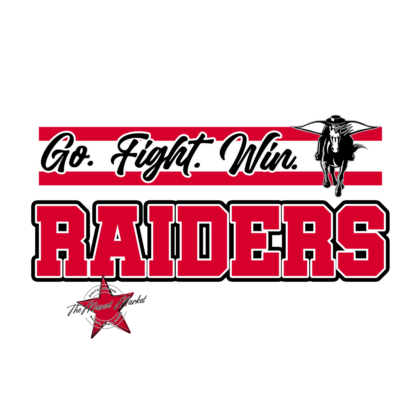 Raiders Go Fight Win Mascot Lines-Red