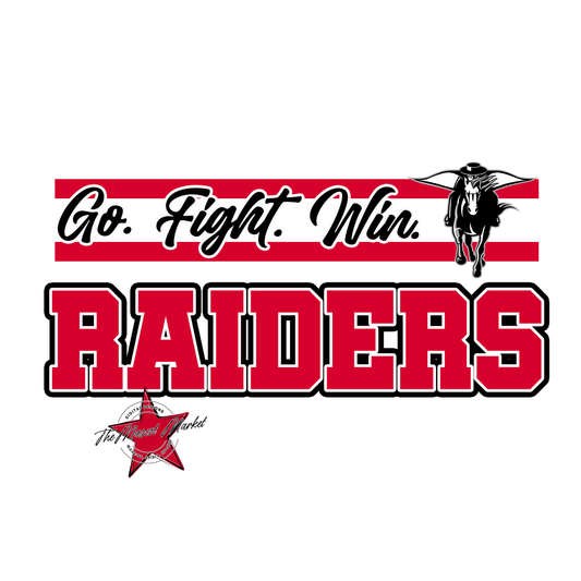Raiders Go Fight Win Mascot Lines-Red