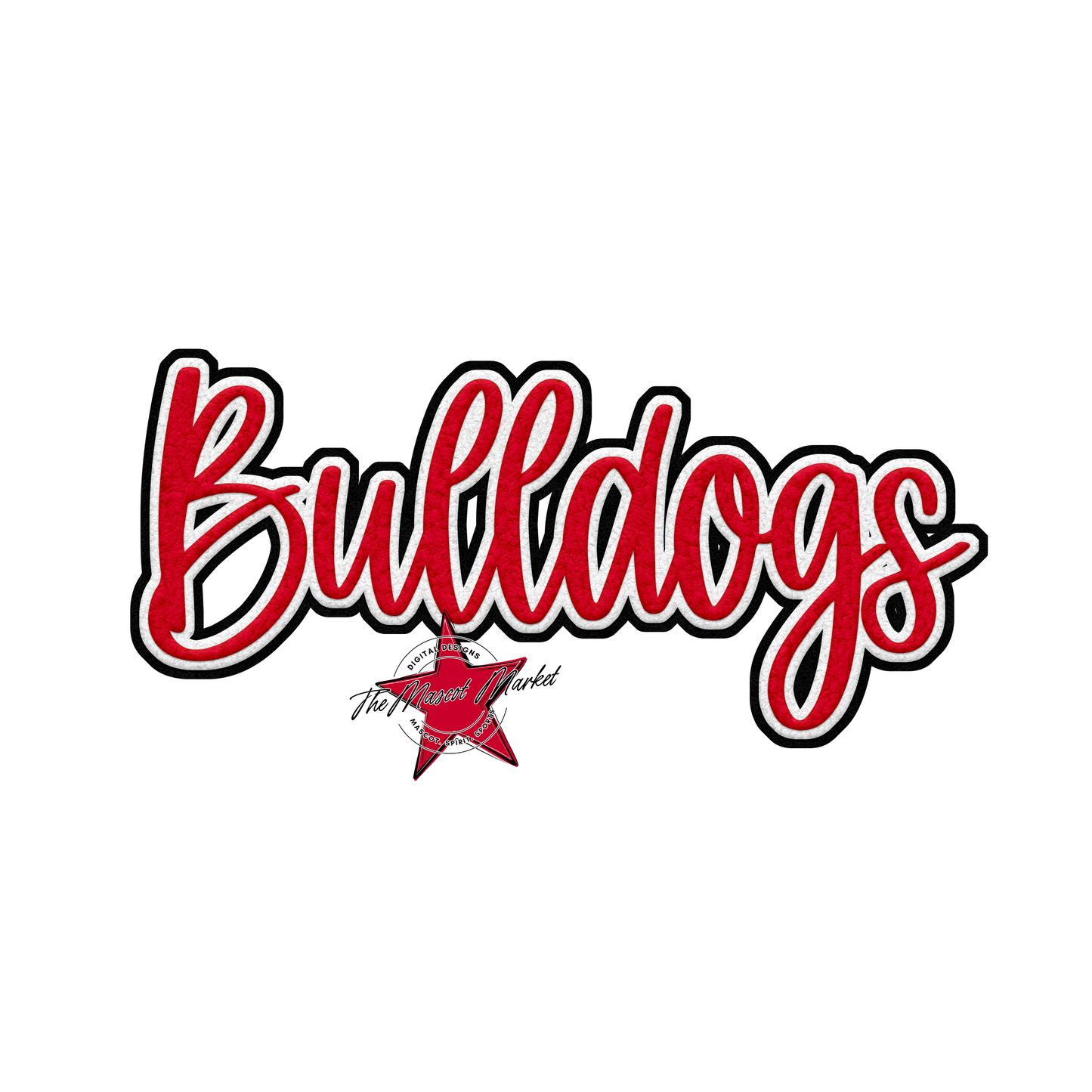 Bulldogs Faux Chenille Patch-Red