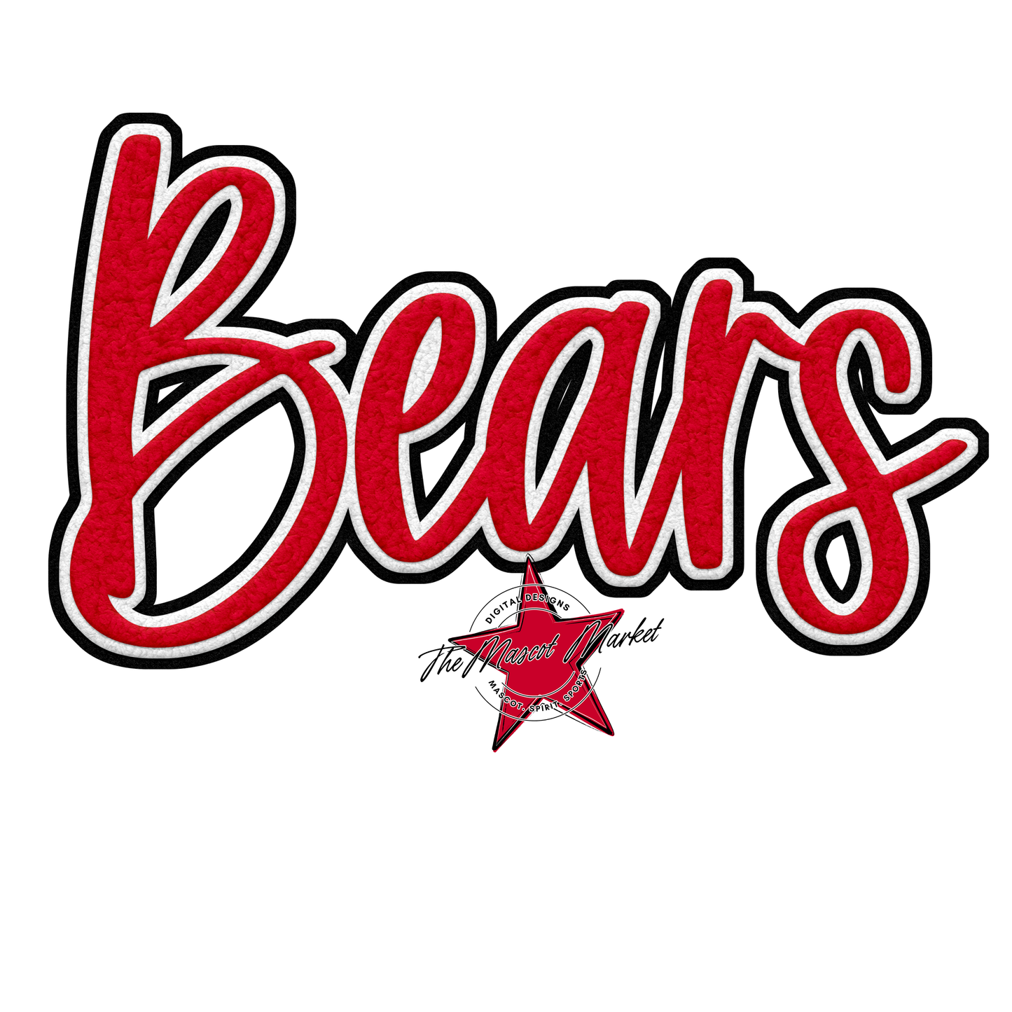 Bears Faux Chenille Patch Design-Red