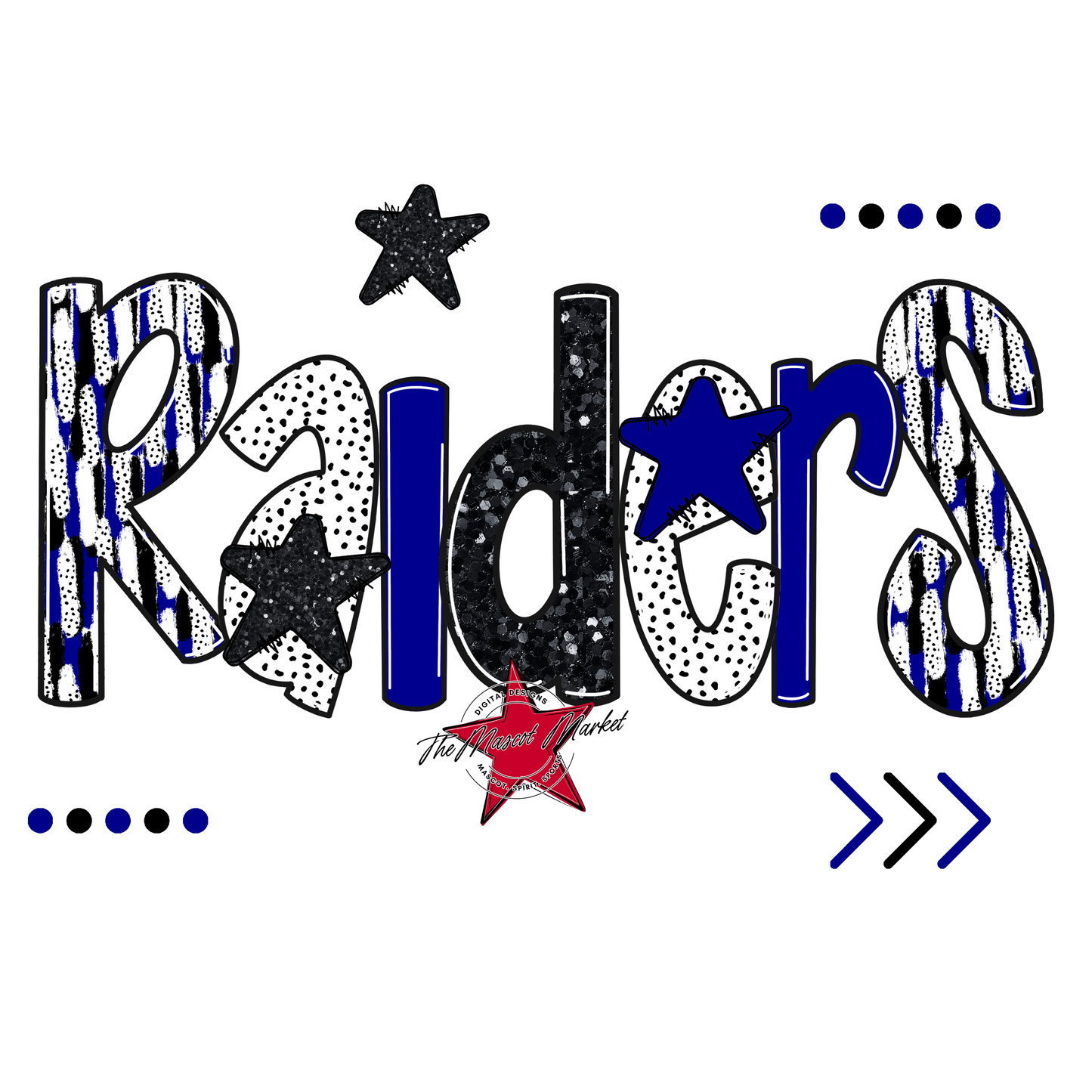 Raiders Brushstroke Alpha w Arrows-Blue