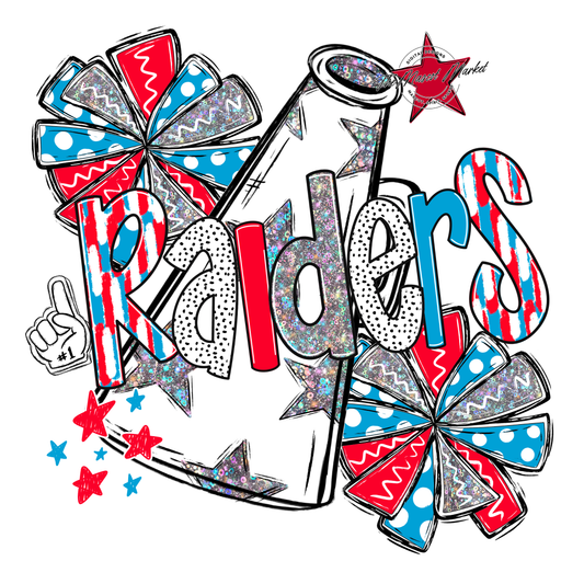Raiders Cheer Megaphone Scrape-Carolina Blue-Red