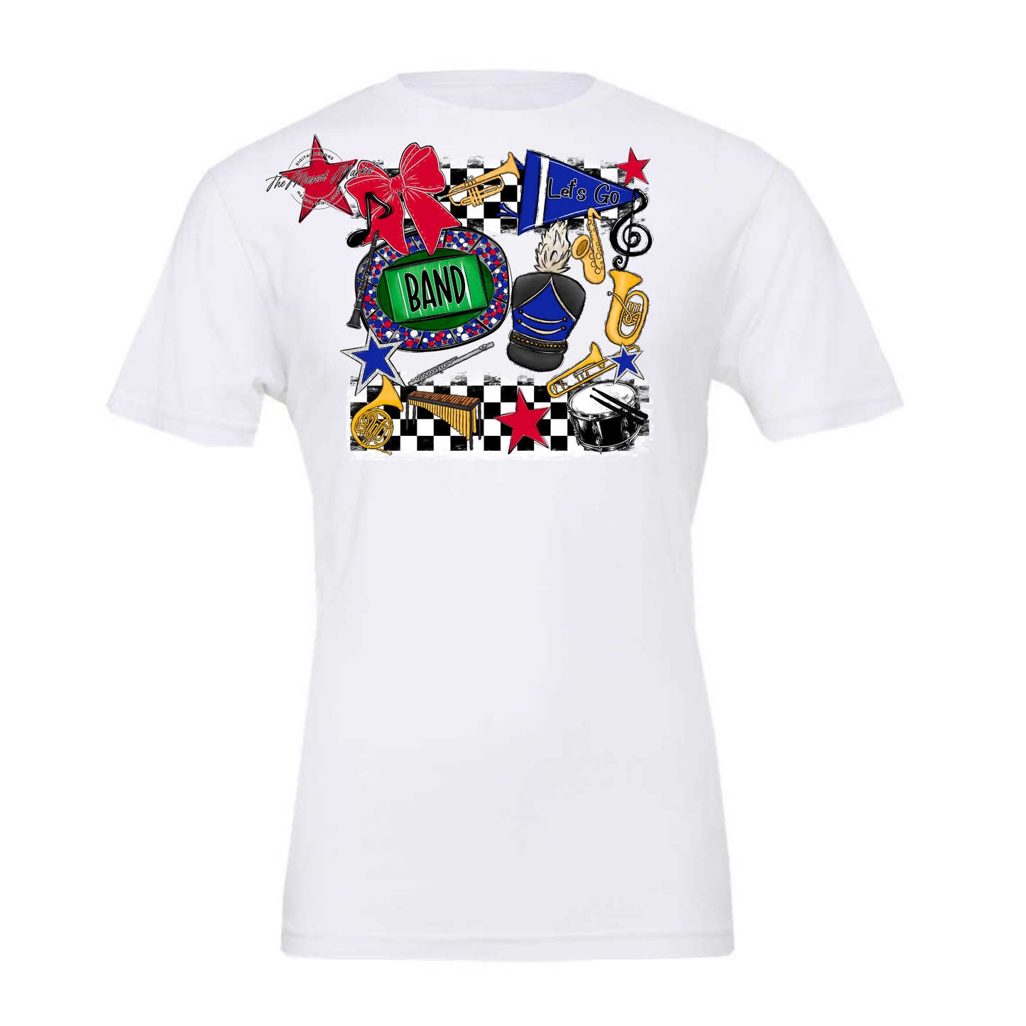 Band Checkers Spirit Design-Royal Blue-Red