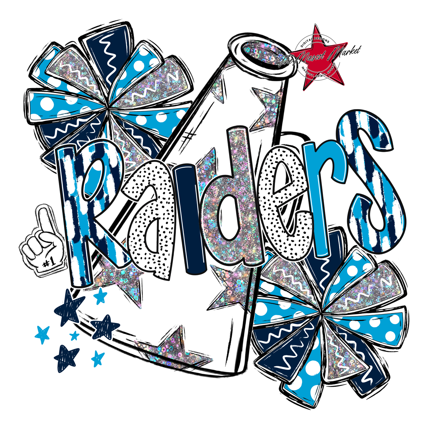 Raiders Cheer Megaphone Scrape-Navy-Carolina Blue