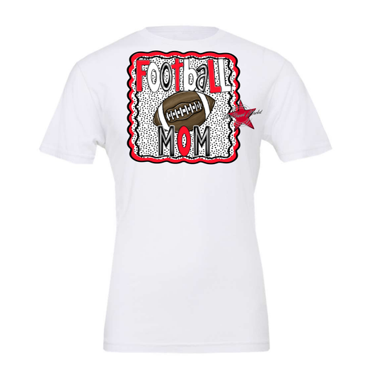 Football Mom Dot Design-Bright Red