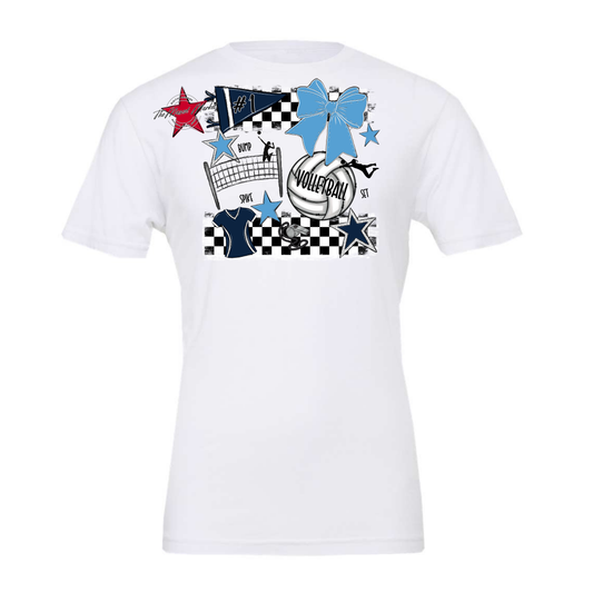 Volleyball Checkers Spirit Design-Navy-Carolina Blue