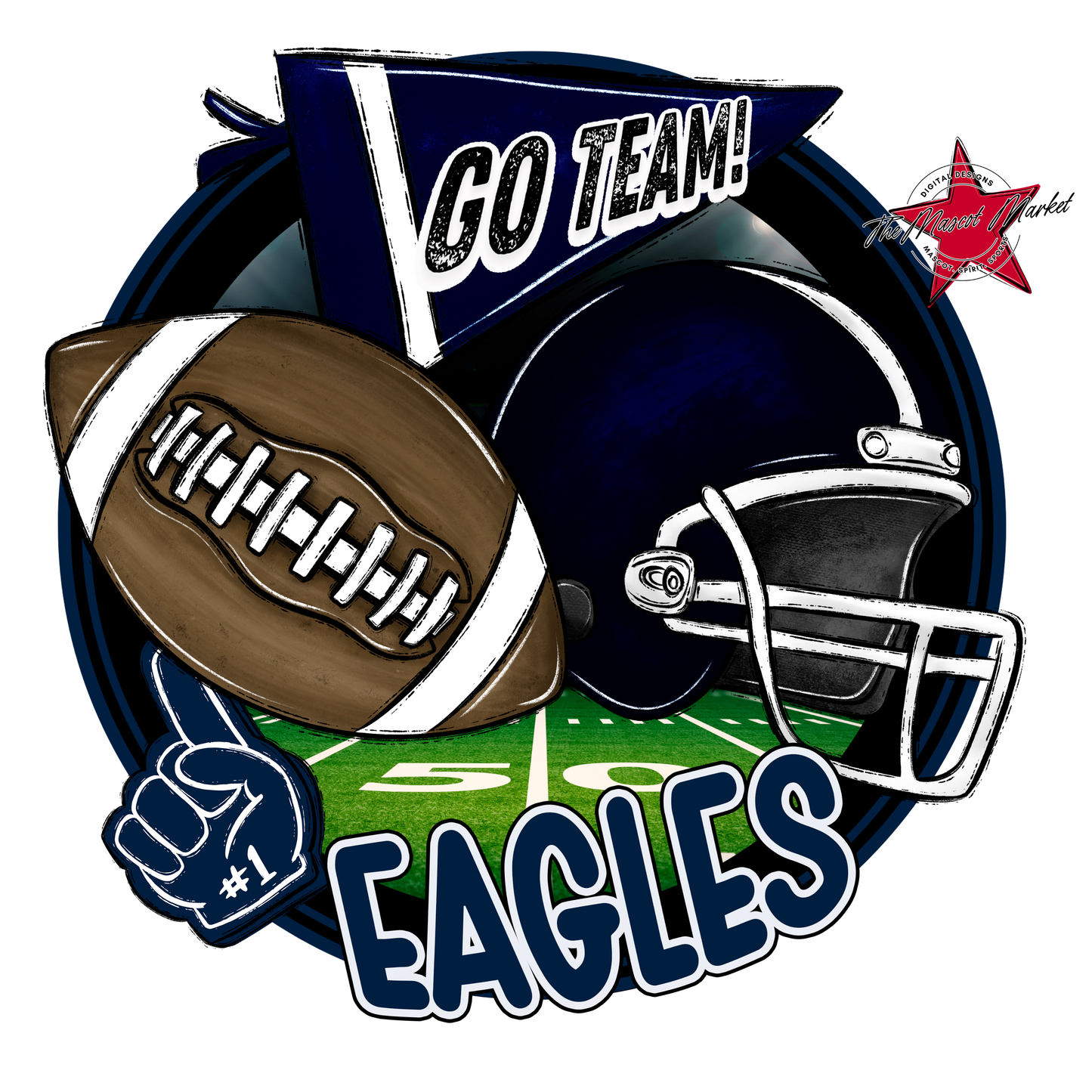 Eagles Circle Football Design-Navy