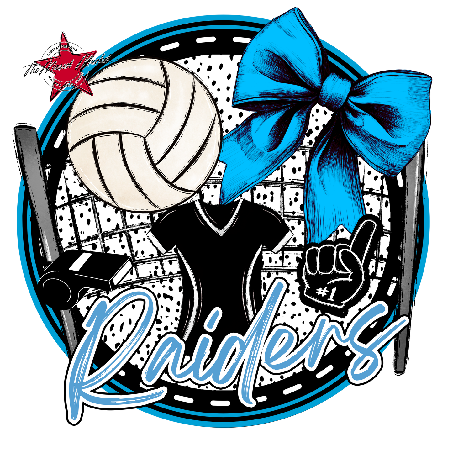 Raiders Circle Volleyball Design-Carolina Blue