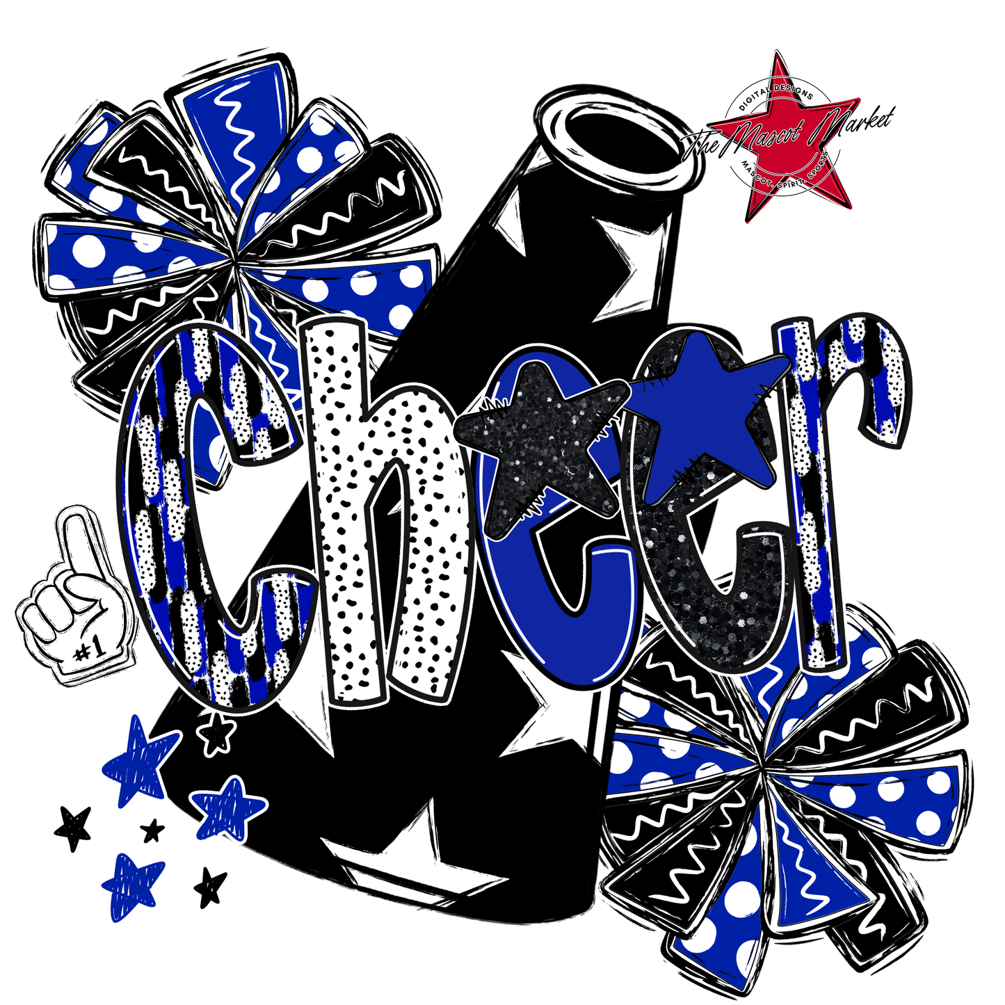 Cheer Megaphone Scrape Black-Blue