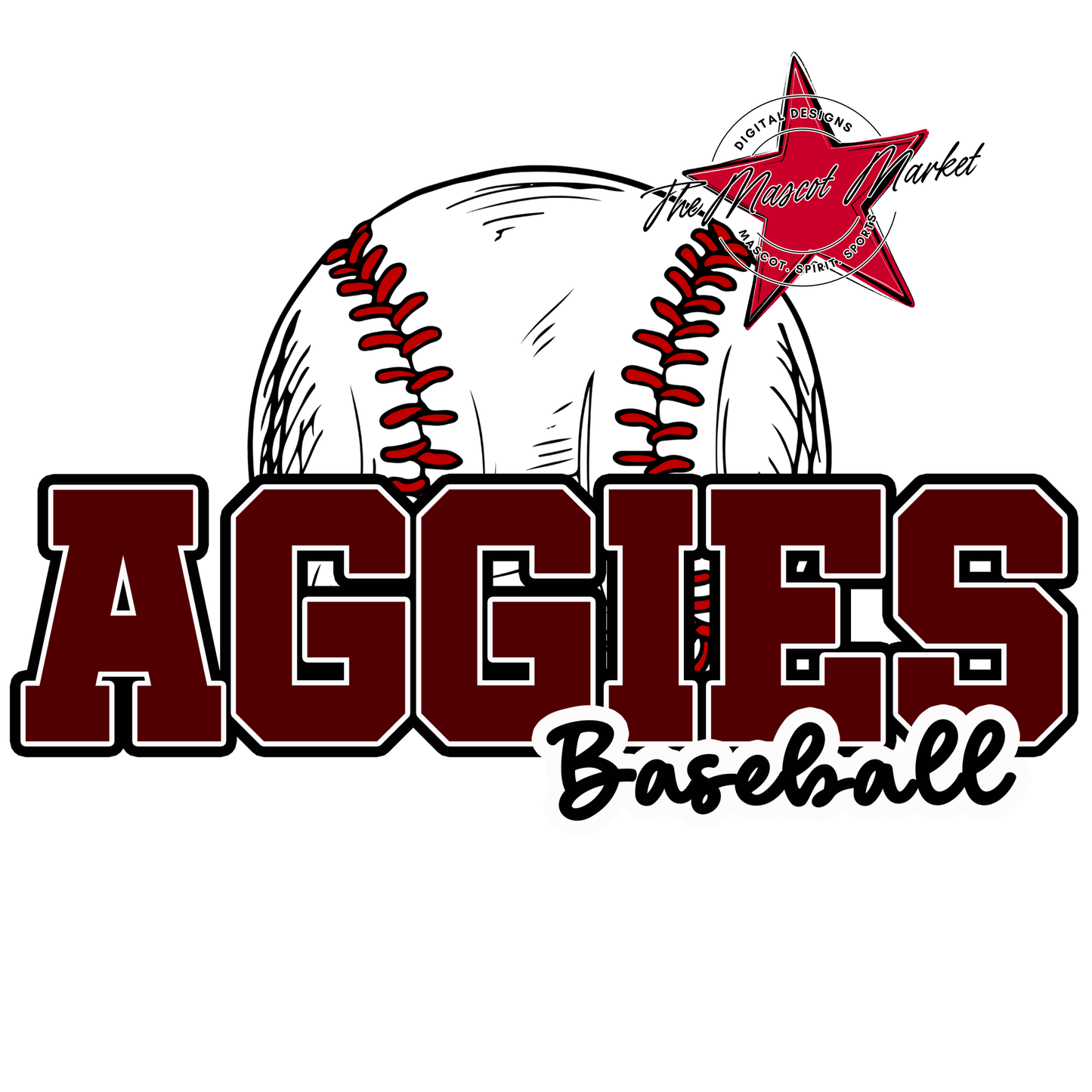 Aggies Varsity Baseball Design-Maroon