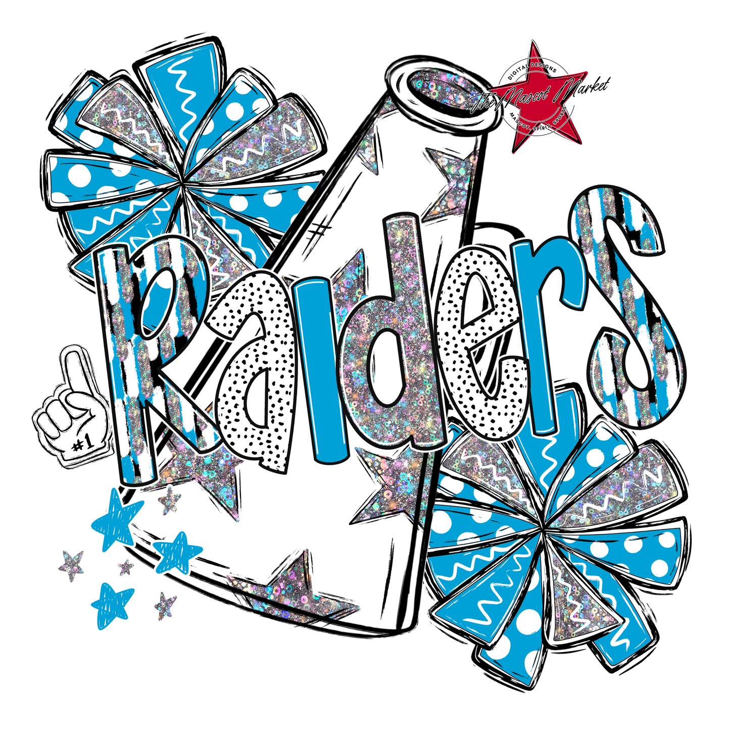 Raiders Cheer Megaphone Scrape-Carolina Blue