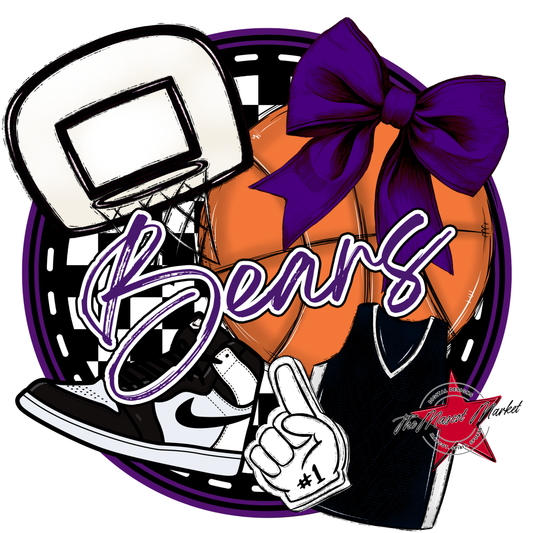 Bears Circle Basketball Design-Purple