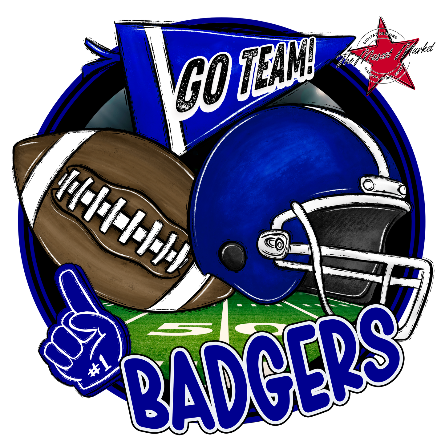 Badgers Circle Football Design-Blue