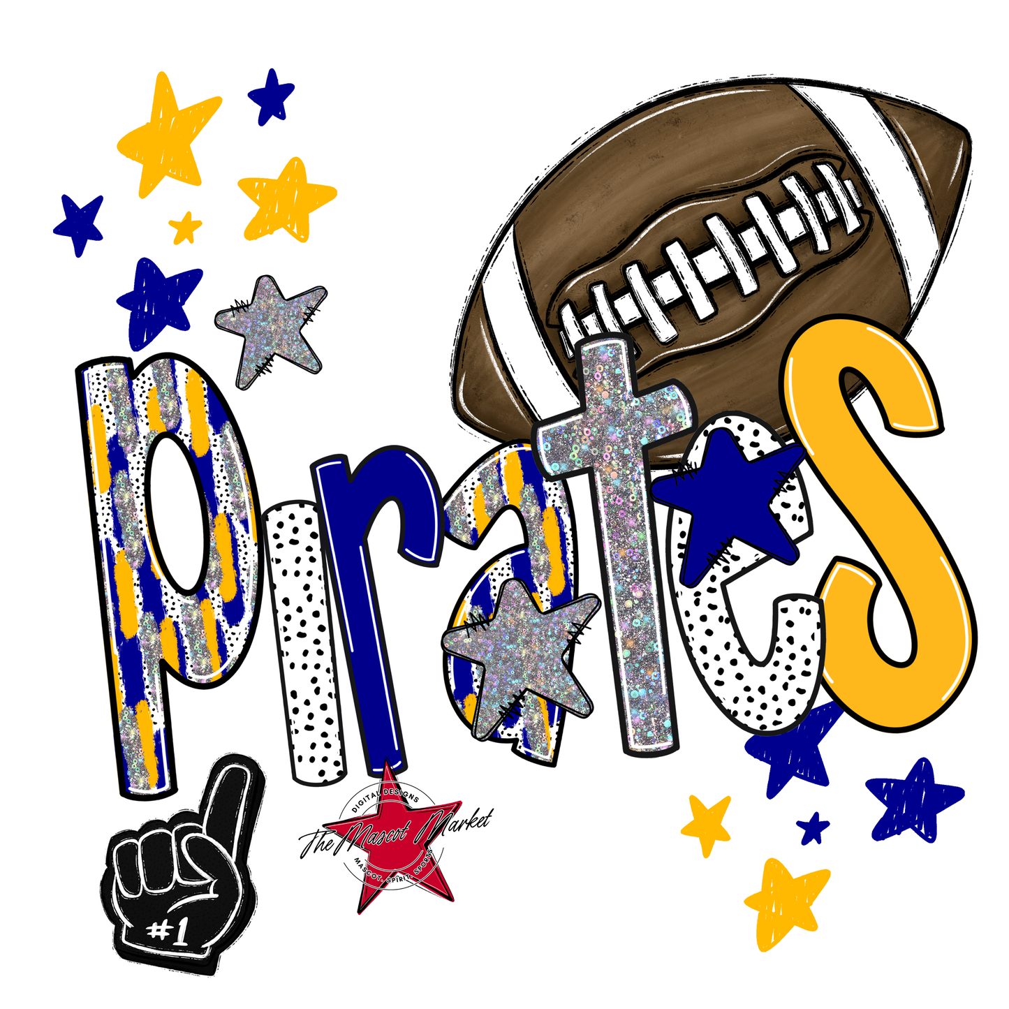 Pirates Football Scrape-Blue-Yellow