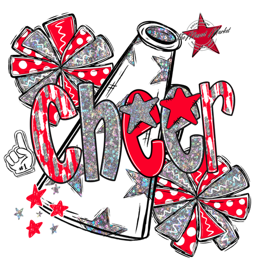 Cheer Megaphone Scrape Holigraphic-Bright Red