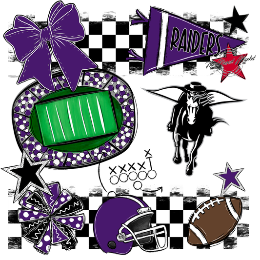 Raiders Checkers Mascot Spirit Design-Purple