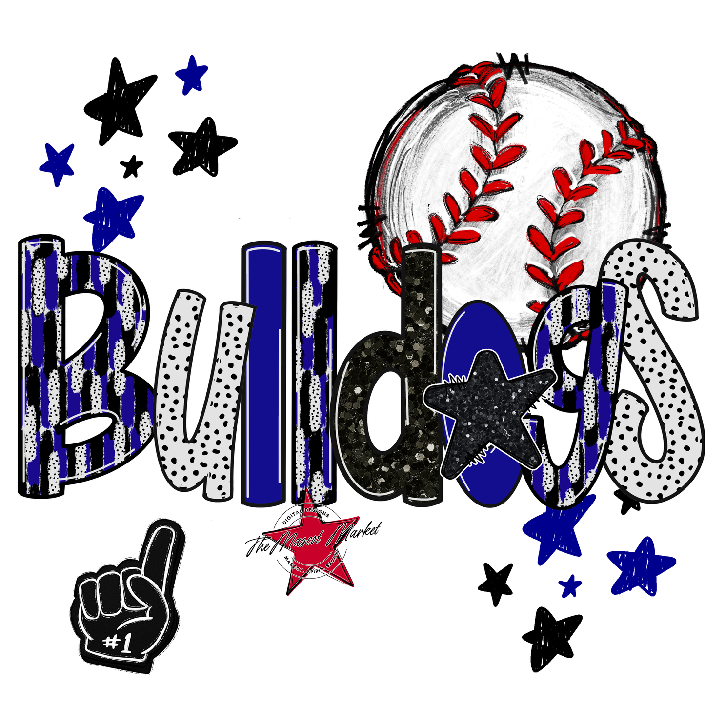 Bulldogs Baseball Scrape-Blue
