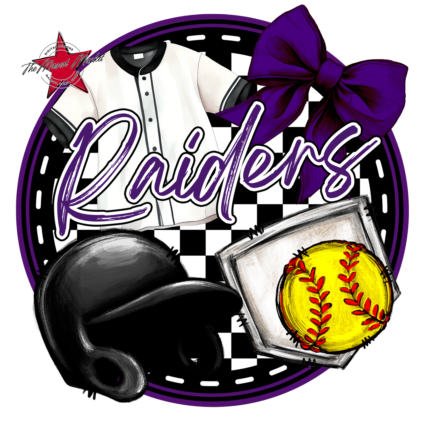 Raiders Circle Softball Design-Purple