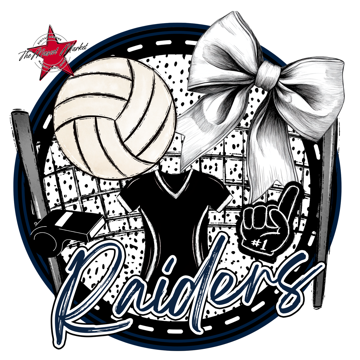 Raiders Circle Volleyball Design-Navy