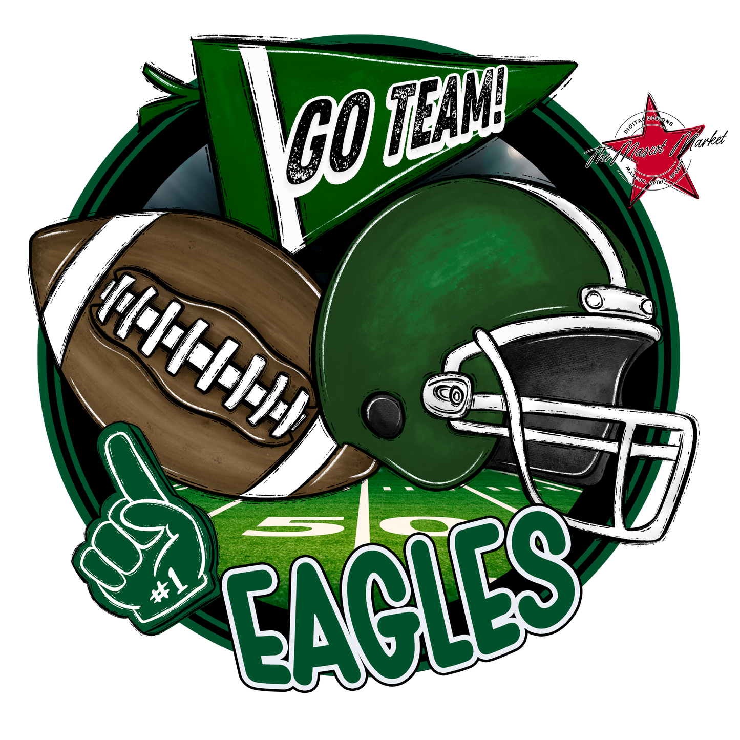 Eagles Circle Football Design-Green
