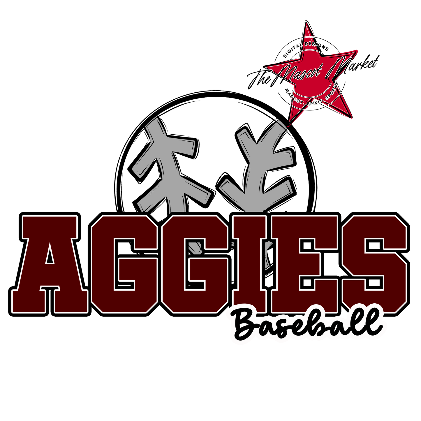 Aggies Varsity Baseball Design-Maroon