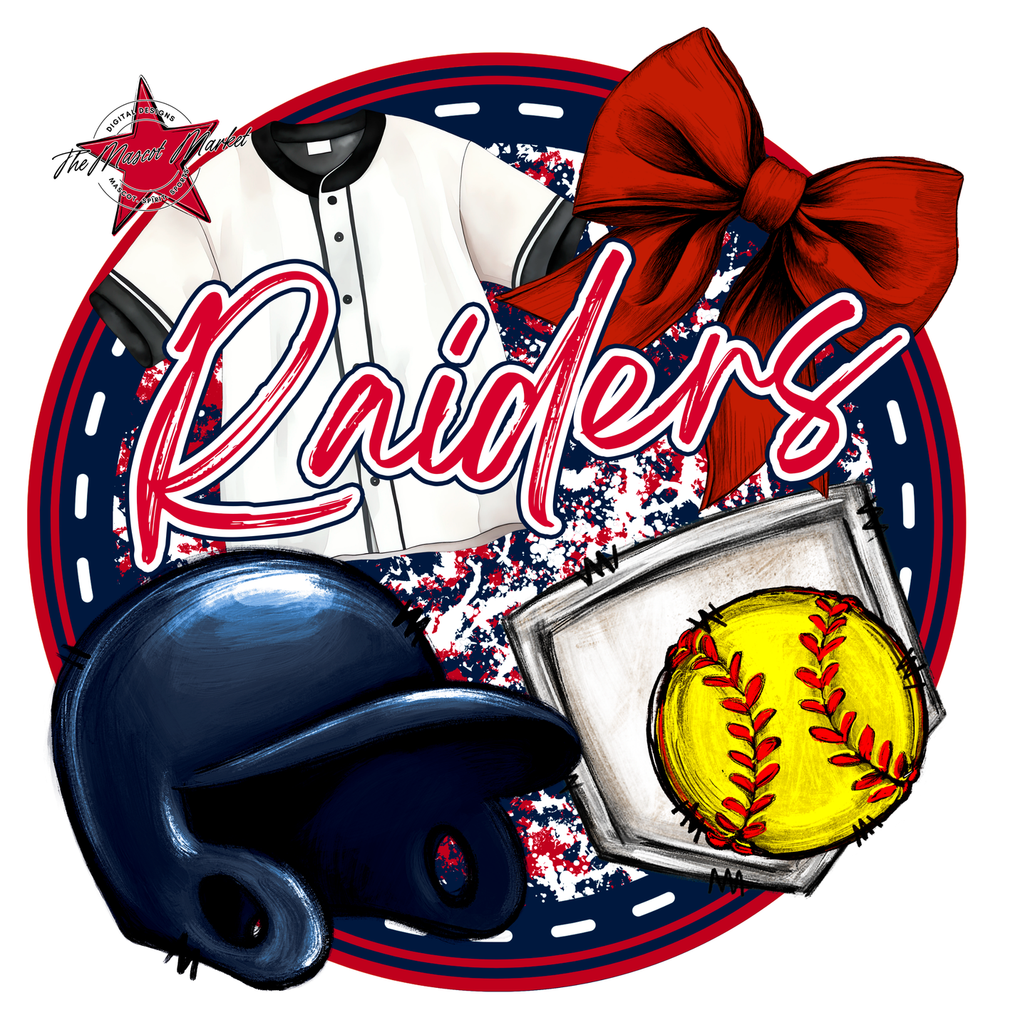 Raiders Circle Softball Design-Navy-Red