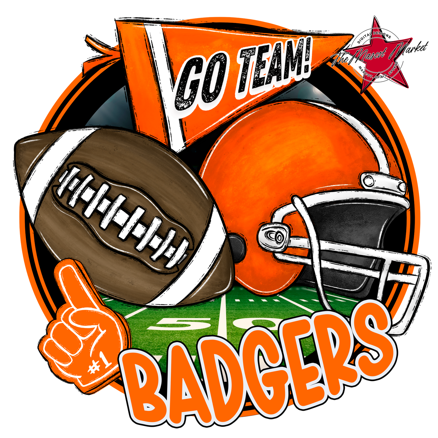 Badgers Circle Football Design-Orange