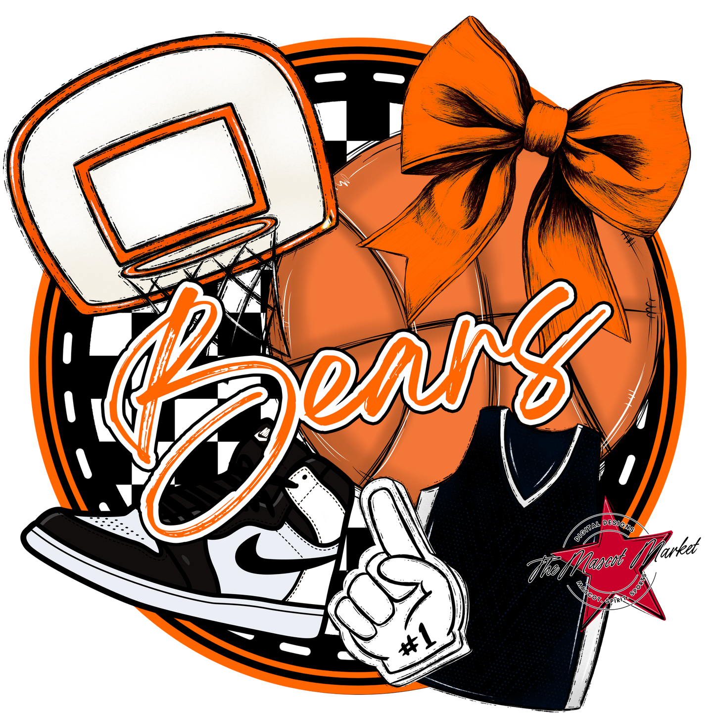 Bears Circle Basketball Design-Orange