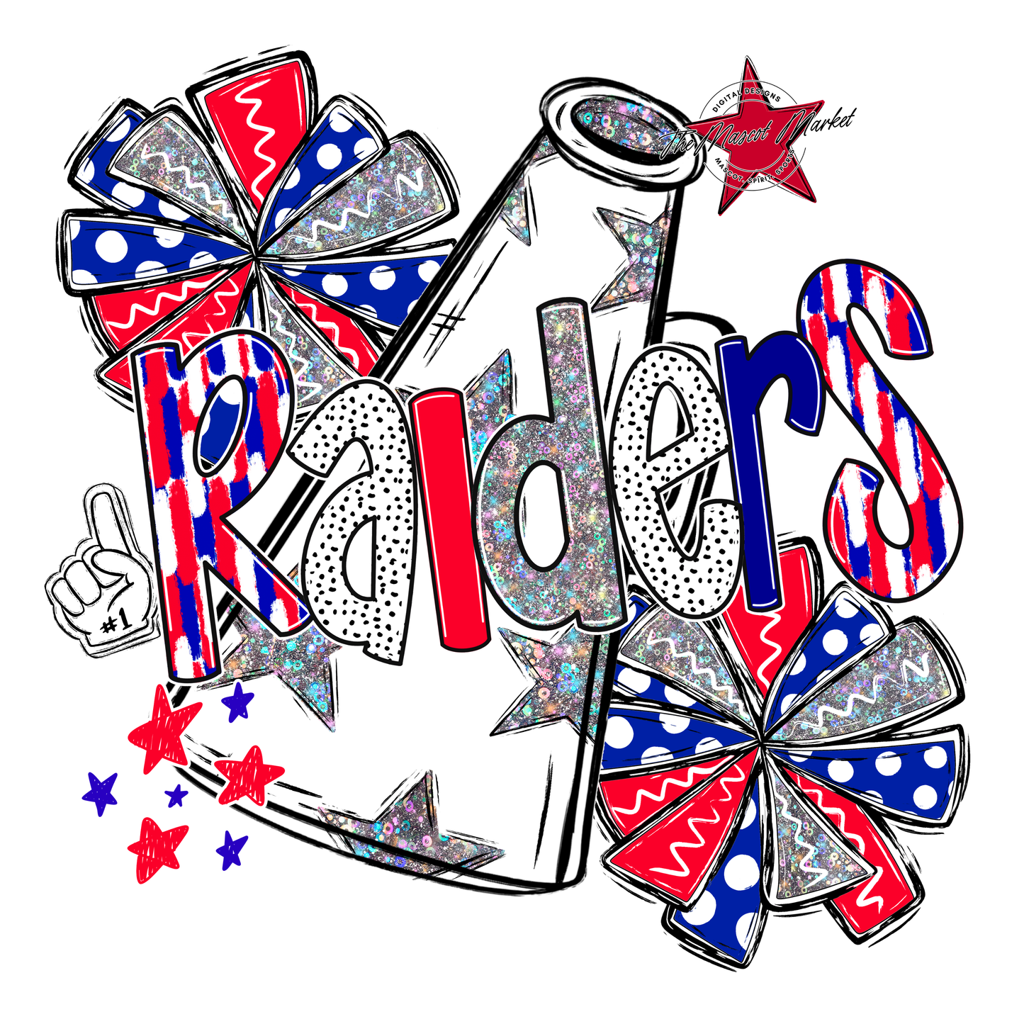 Raiders Cheer Megaphone Scrape-Blue-Red