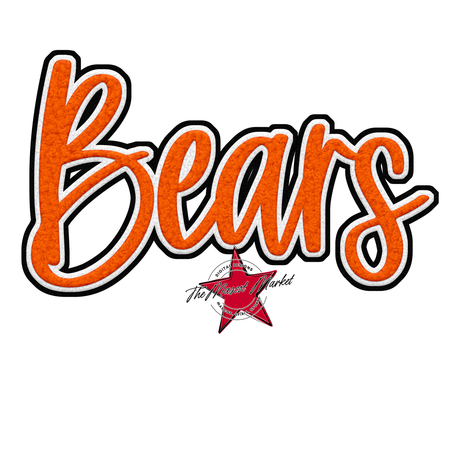 Bears Faux Chenille Patch Design-Orange
