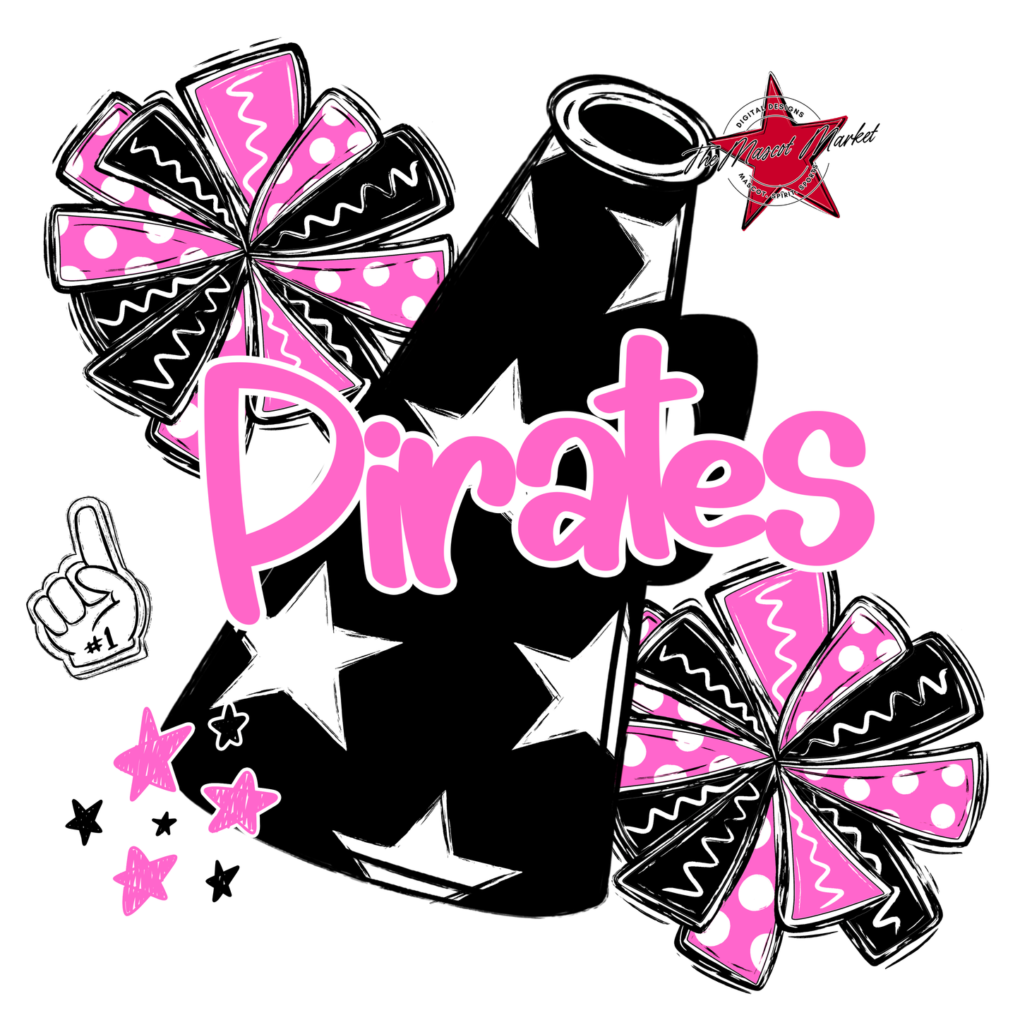 Pirates Alpha Megaphone Design-Baby Pink