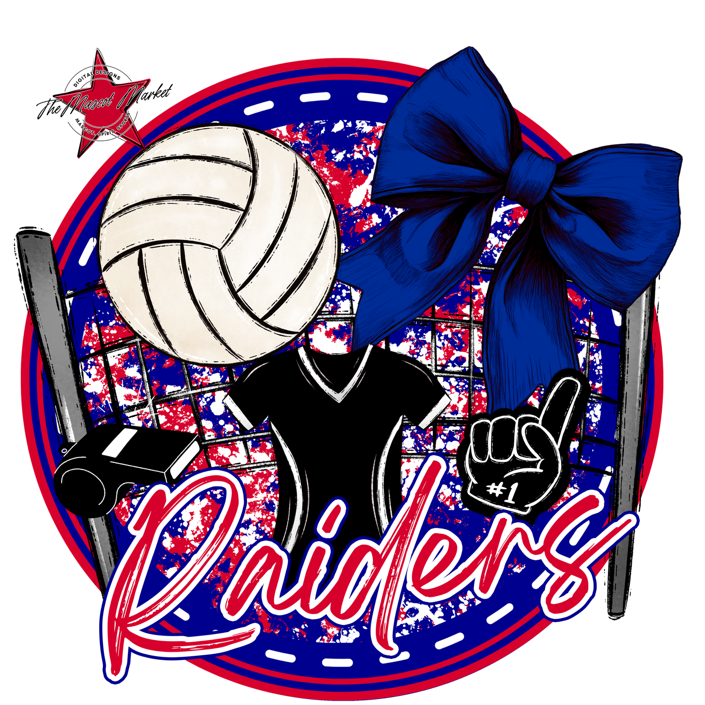Raiders Circle Volleyball Design-Blue-Red